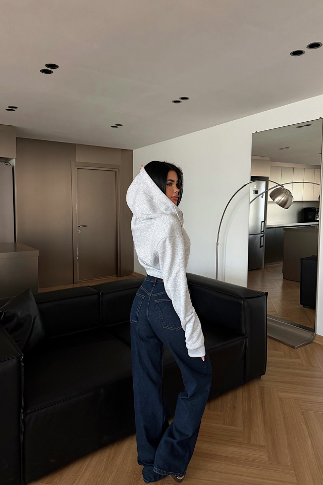 Gri Caiden Crop Hırka ATE-4851 - 4