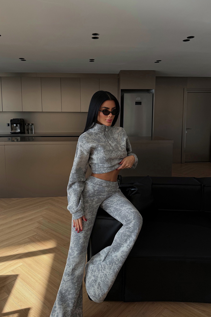 Gri Polena eşofman takımı ATE-4309 - EYYO