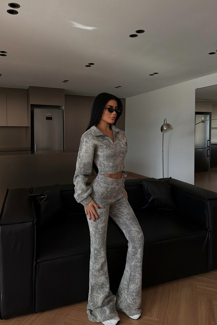 Gri Polena eşofman takımı ATE-4309 - EYYO