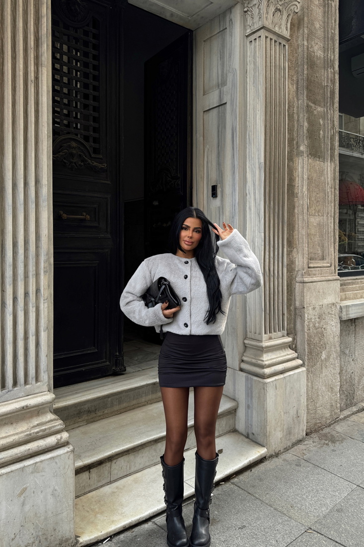 Gri Anamika Yumoş Ceket ATE-1933 - EYYO