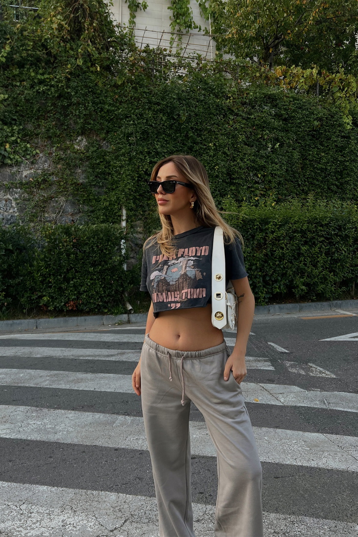 Holly Gri Düşük Bel Eşofman Altı ATE2003 - EYYO ATELIER