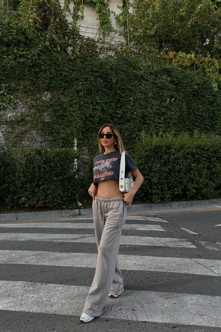 Holly Gri Düşük Bel Eşofman Altı ATE2003 - EYYO ATELIER