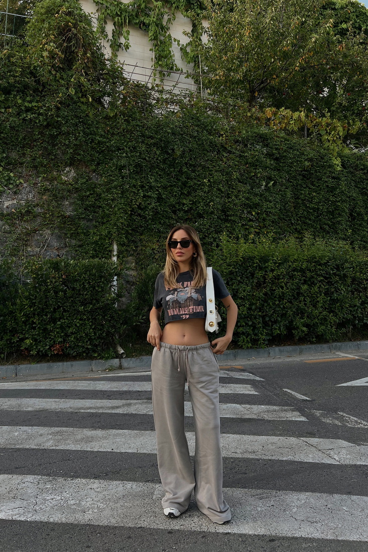 Holly Gri Düşük Bel Eşofman Altı ATE2003 - EYYO ATELIER