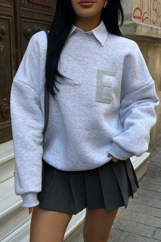 Gri E Nakışlı Sweat ATE-0706 - 2