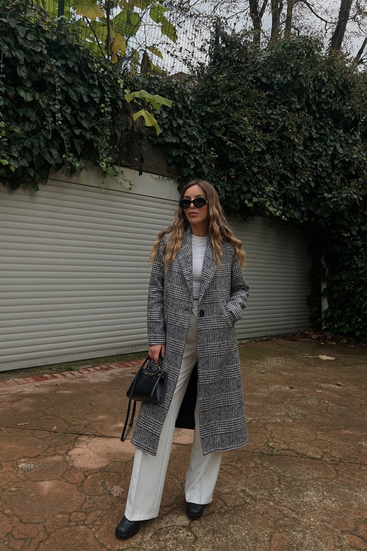 Gri Ekose Kruvaze Yaka Kaban ATE2667 - EYYO