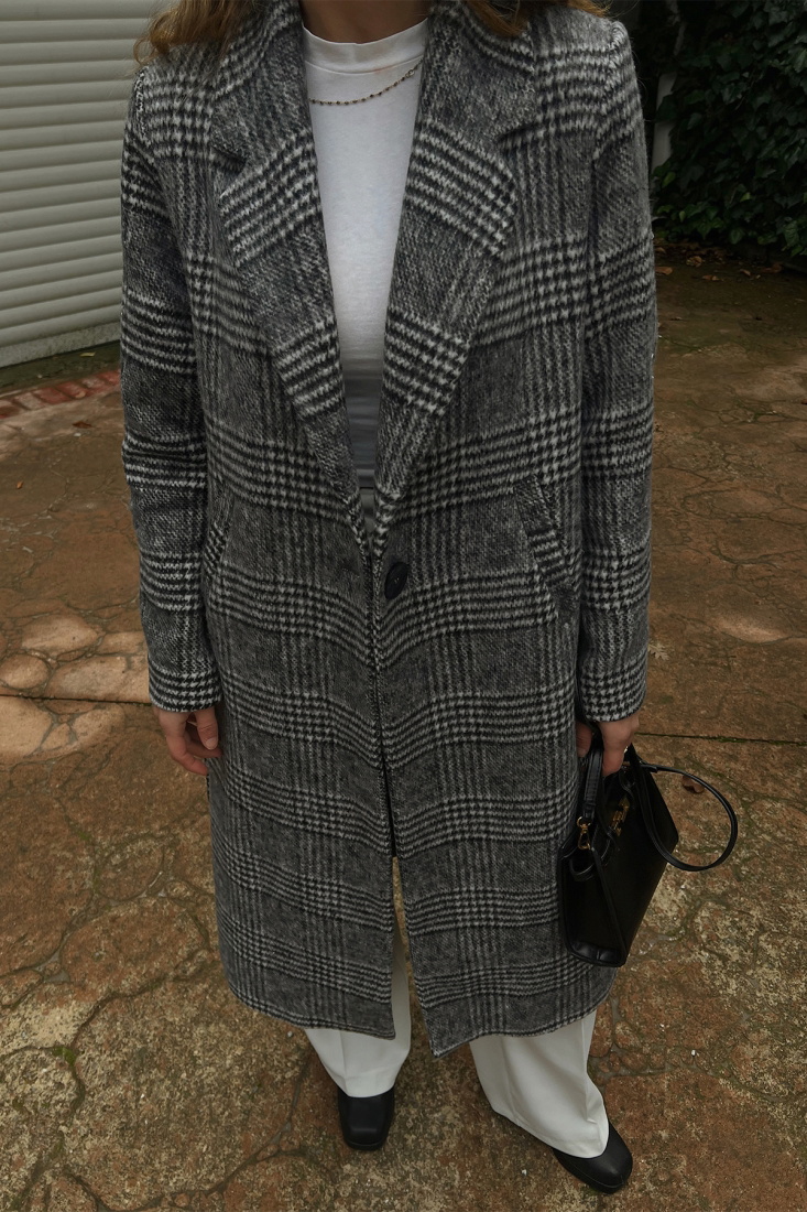 Gri Ekose Kruvaze Yaka Kaban ATE2667 - EYYO