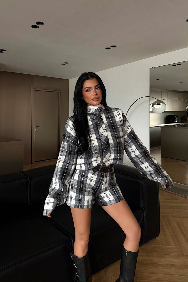 Gri Sloanna şort ceket takım ATE-4226 - EYYO