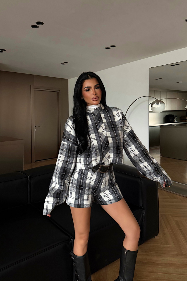 Gri Sloanna şort ceket takım ATE-4226 - 3