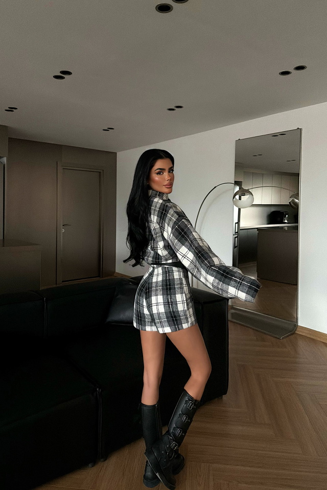 Gri Sloanna şort ceket takım ATE-4226 - 4