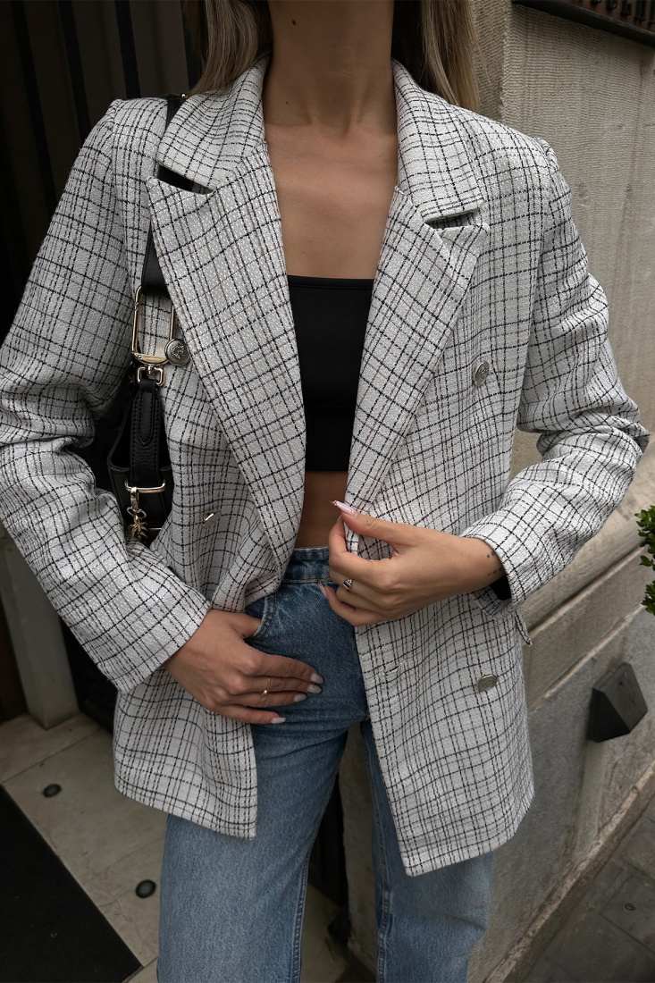 Gri Ekoseli Ceket ATE5229 - EYYO