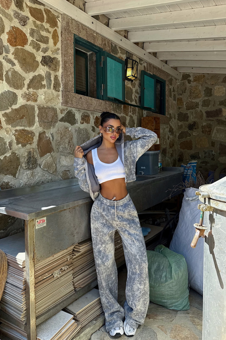 Gri Joelle Desenli Eşofman Takım ATE-3643 - EYYO