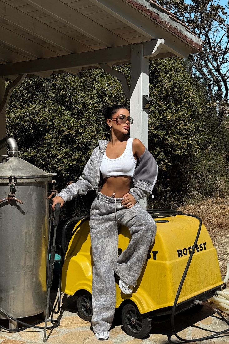 Gri Joelle Desenli Eşofman Takım ATE-3643 - EYYO