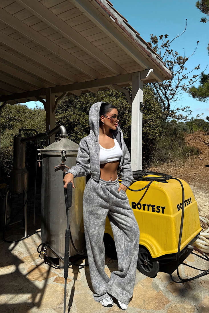 Gri Joelle Desenli Eşofman Takım ATE-3643 - EYYO