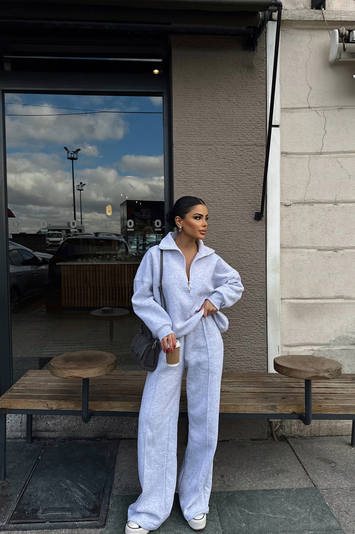 Gri Fermuar Detay Takım ATE-0818 - EYYO