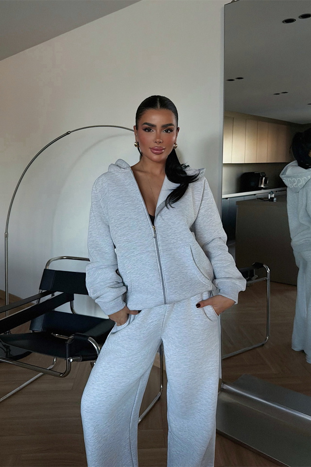 Gri Bonny Fermuarlı Eşofman Takım ATE-3867 - 2