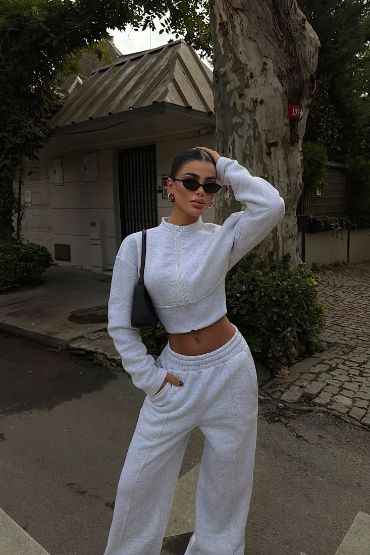 Gri Doutzen Eşofman Takımı ATE-3849 - EYYO