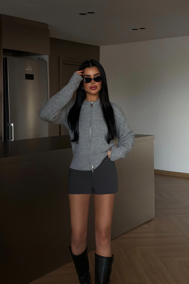 Gri Lilja triko hırka ATE-4056 - 3