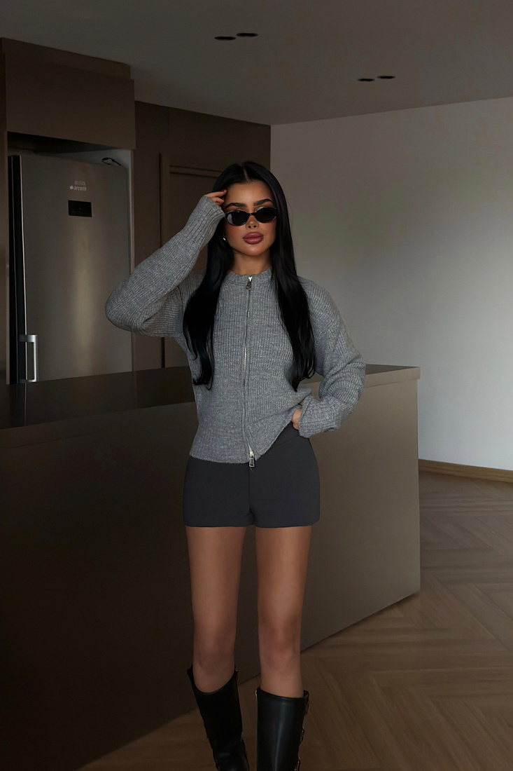 Gri Lilja triko hırka ATE-4056 - EYYO