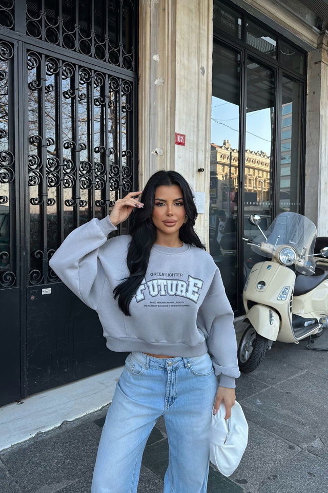 Gri Future Yazılı Sweat ATE-0321 