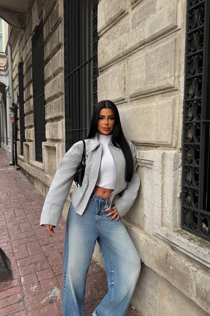 Gri Catalina Ceket ATE-2004 - EYYO