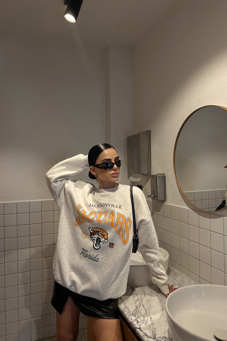 Gri Jaguar Baskılı Sweat ATE3243 - EYYO