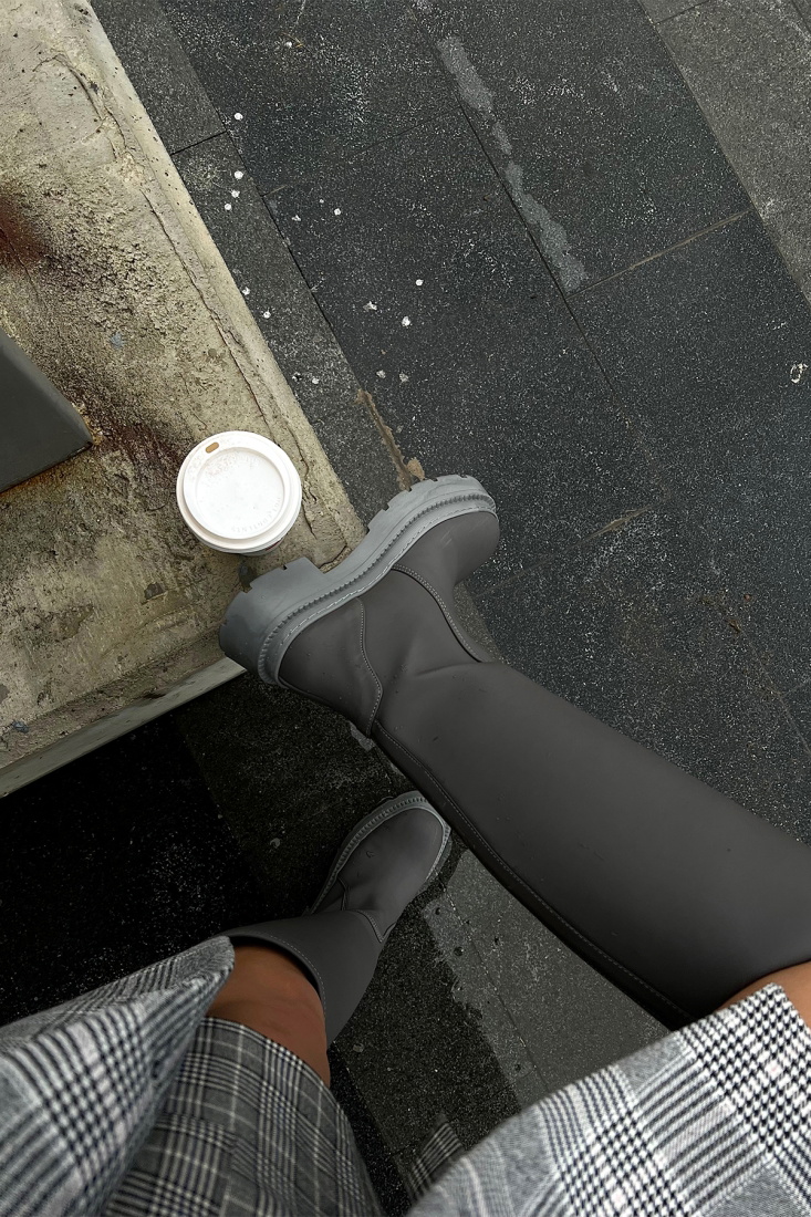 Gri Kalın Taban Çizme ATE2872 - EYYO