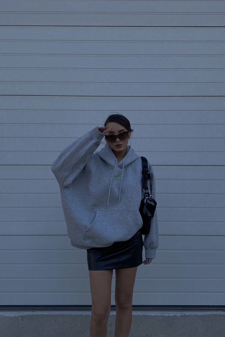 Gri Kanguru Cep Kapşolu Sweat ATE2201 - EYYO