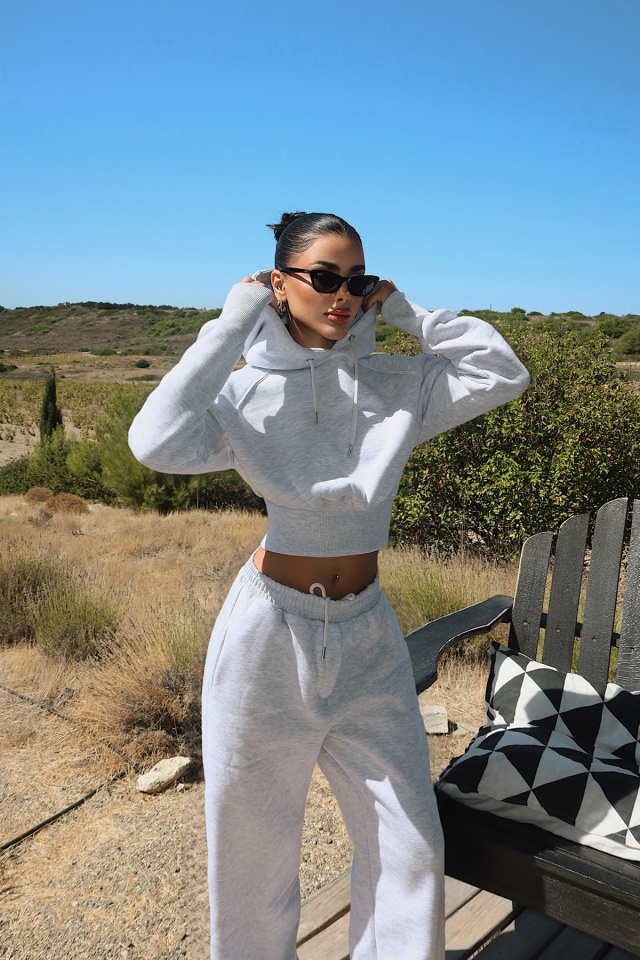 Gri Scarf Kapşonlu Eşofman Takım ATE-3698 - 3