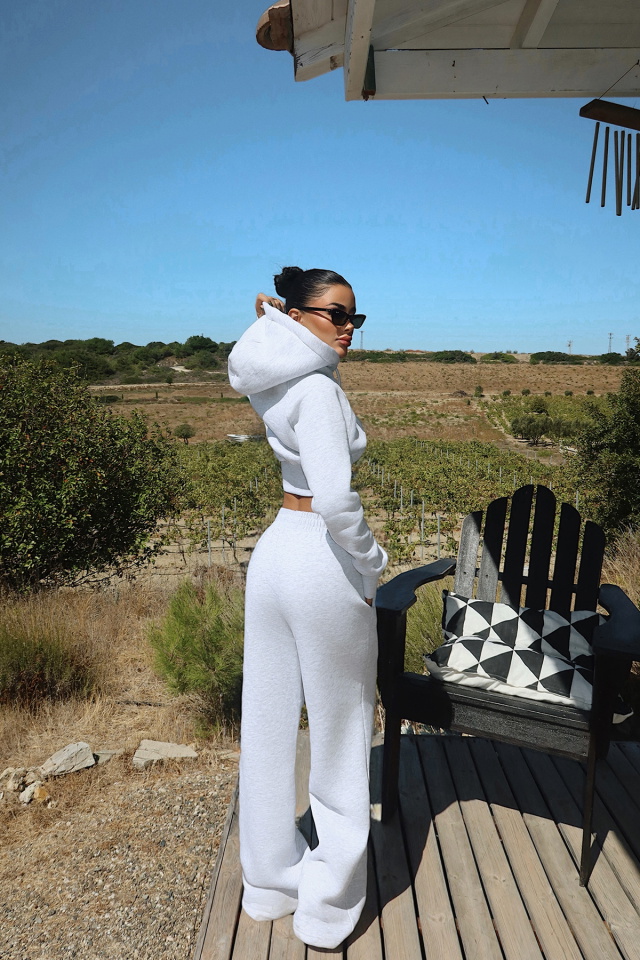 Gri Scarf Kapşonlu Eşofman Takım ATE-3698 - 5