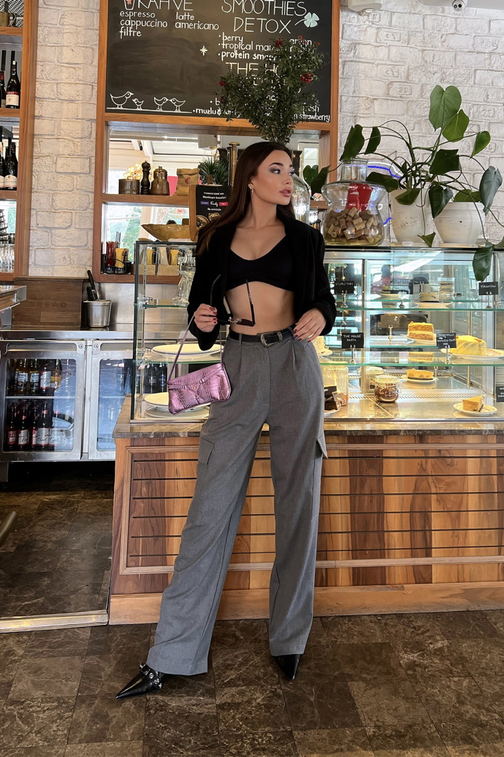 Gri Kargo Cepli Pantolon ATE3146 - EYYO