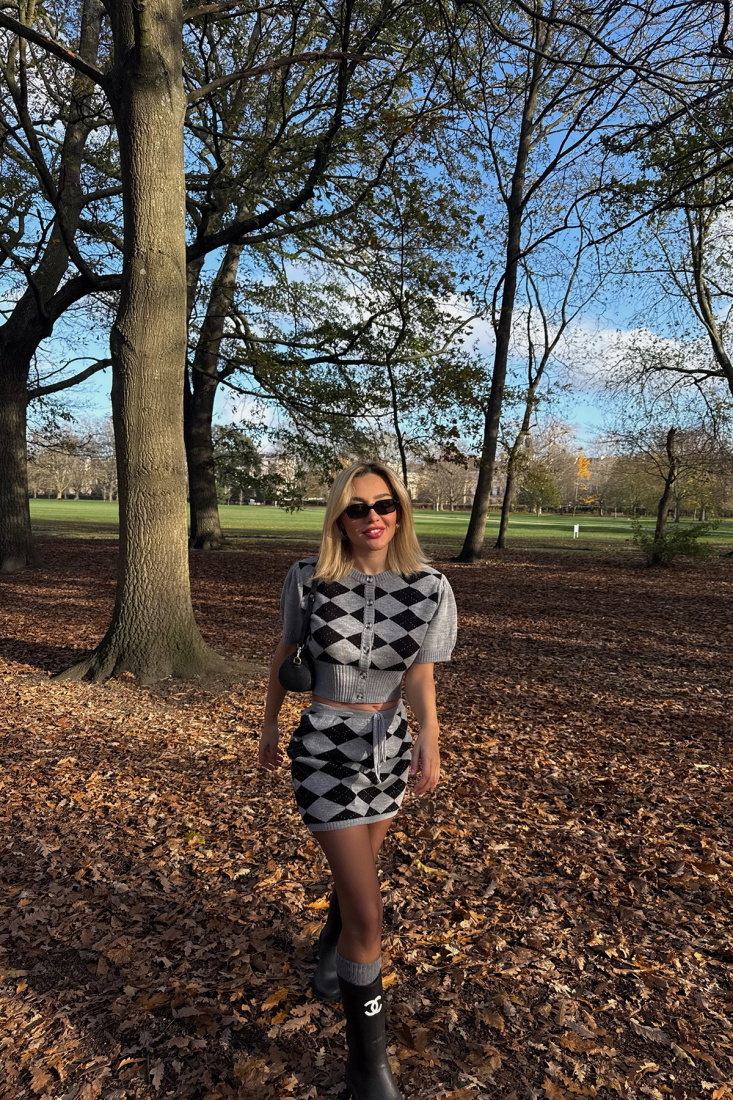 Marylebone baklava desenli triko takım ATE-4324 - EYYO