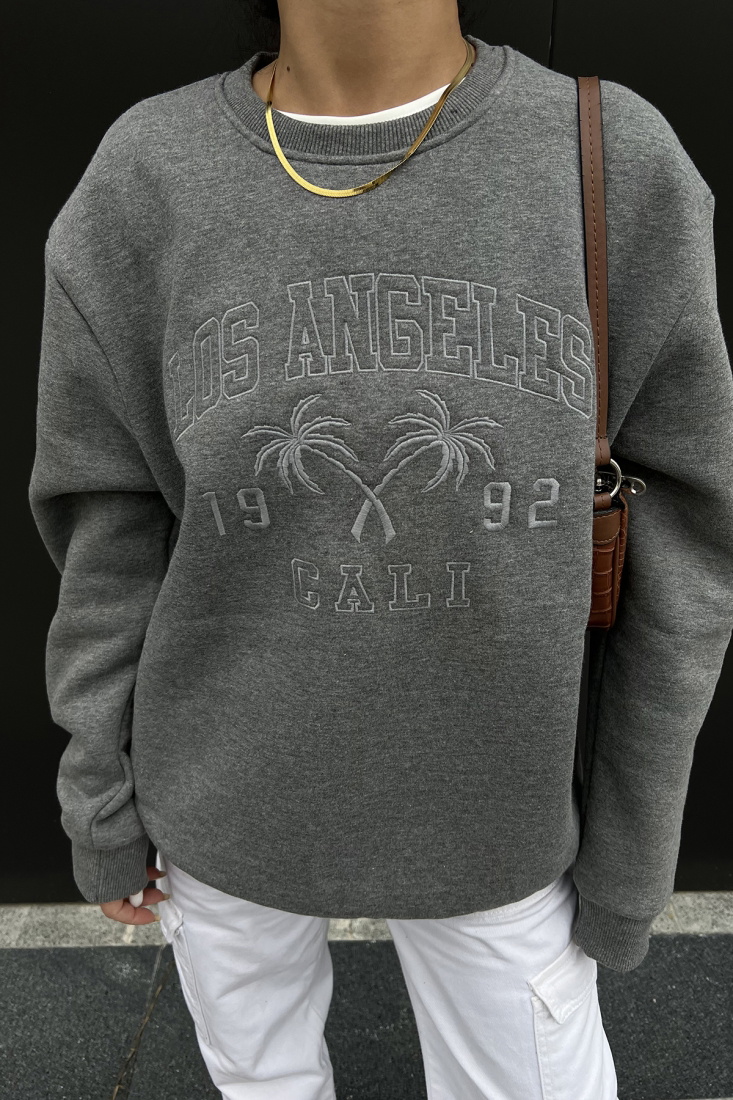 Gri Los Angeles Baskılı Sweat ATE2516 - EYYO