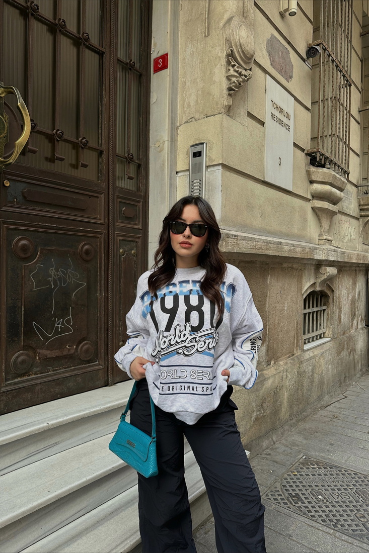 Gri Önü Baskılı Sweat ATE3976 - EYYO