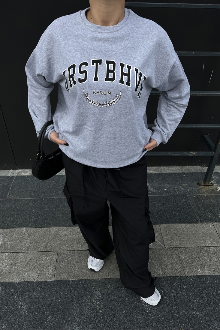 Gri Önü Baskılı Sweat ATE4768 - EYYO