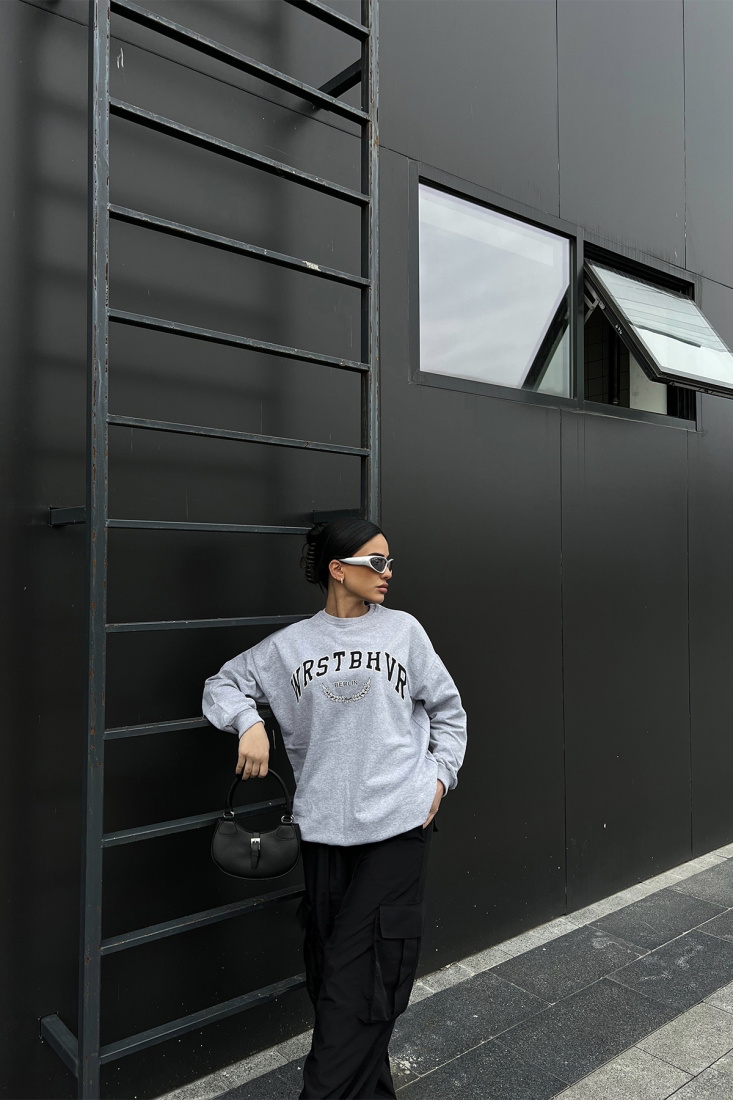 Gri Önü Baskılı Sweat ATE4768 - EYYO