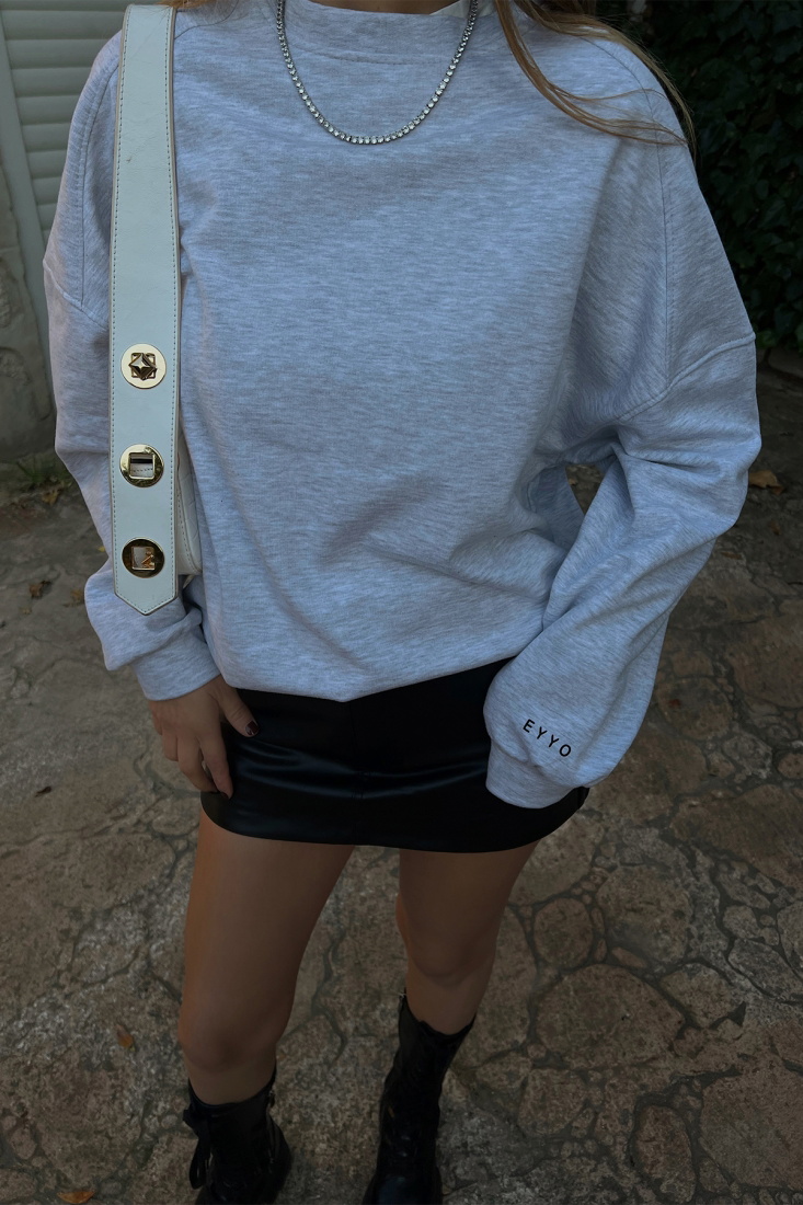 Gri Oversize Basic Sweat ATE2484 - EYYO