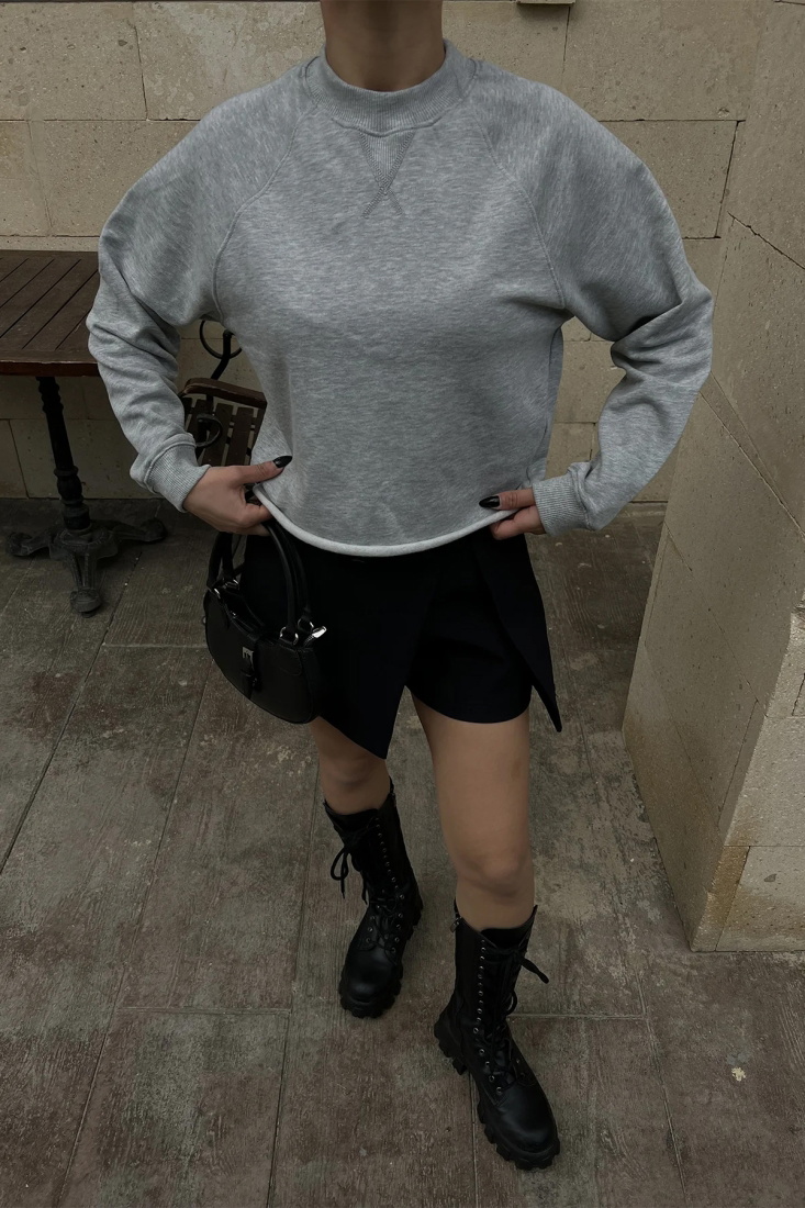 Gri Oversize Sweat ATE4151 - EYYO