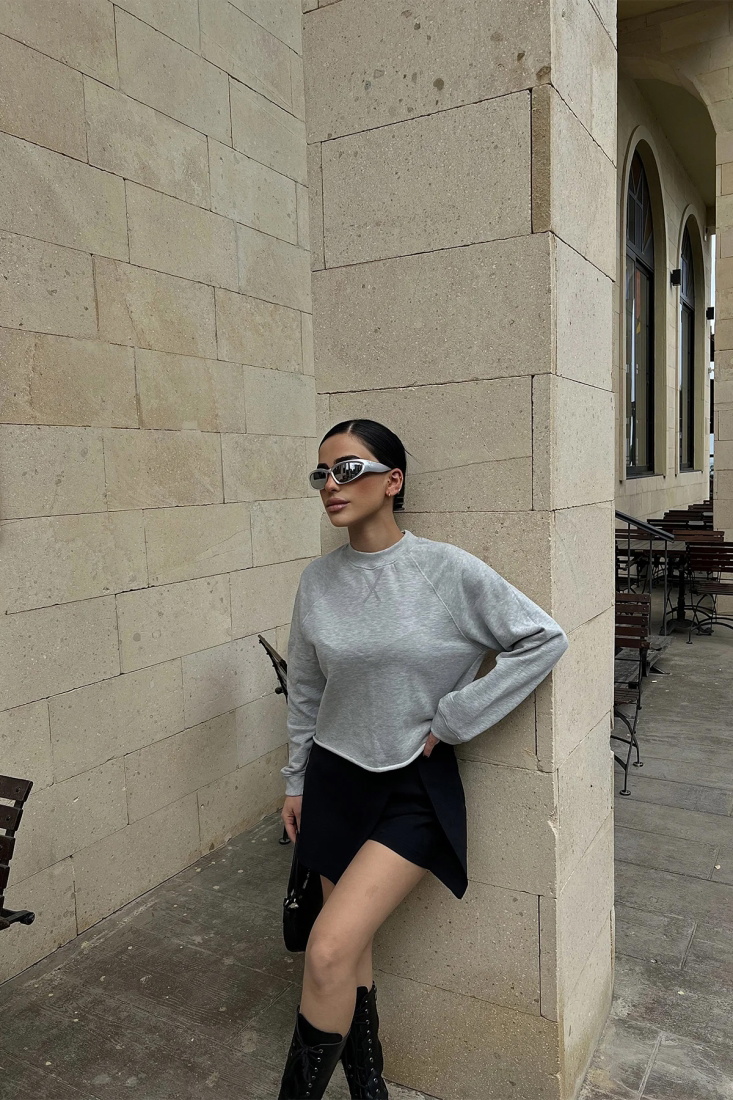 Gri Oversize Sweat ATE4151 - EYYO