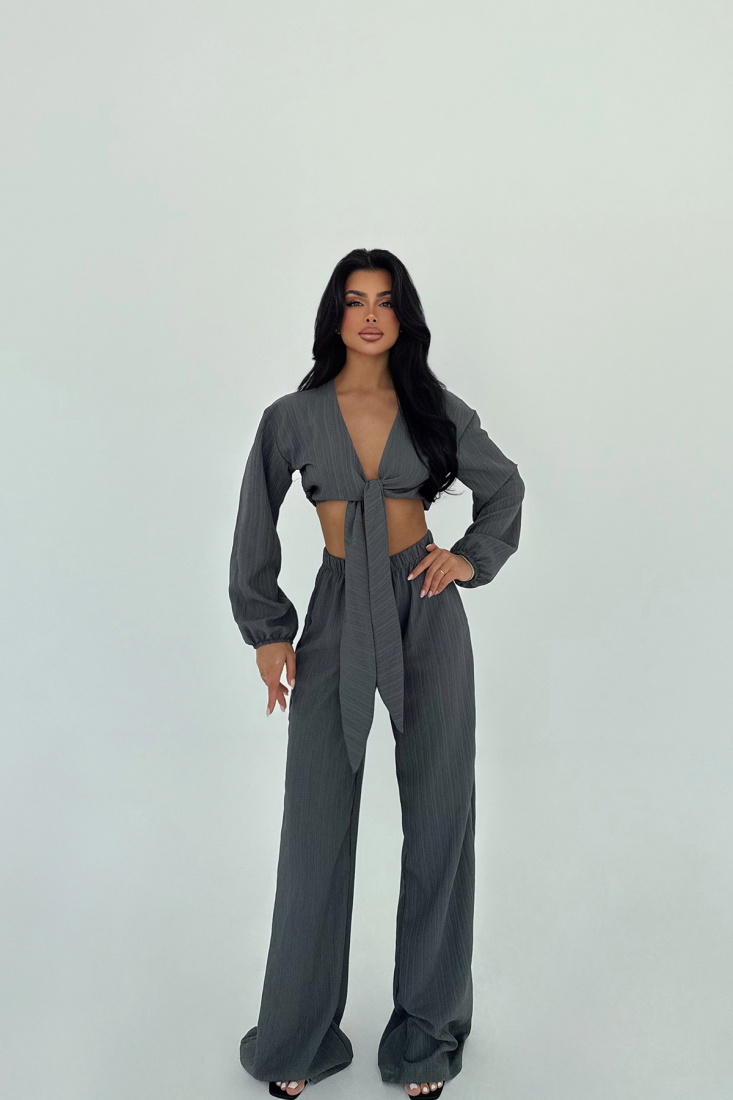 Gri Adelina Bağlamalı Takım ATE-2787 - EYYO