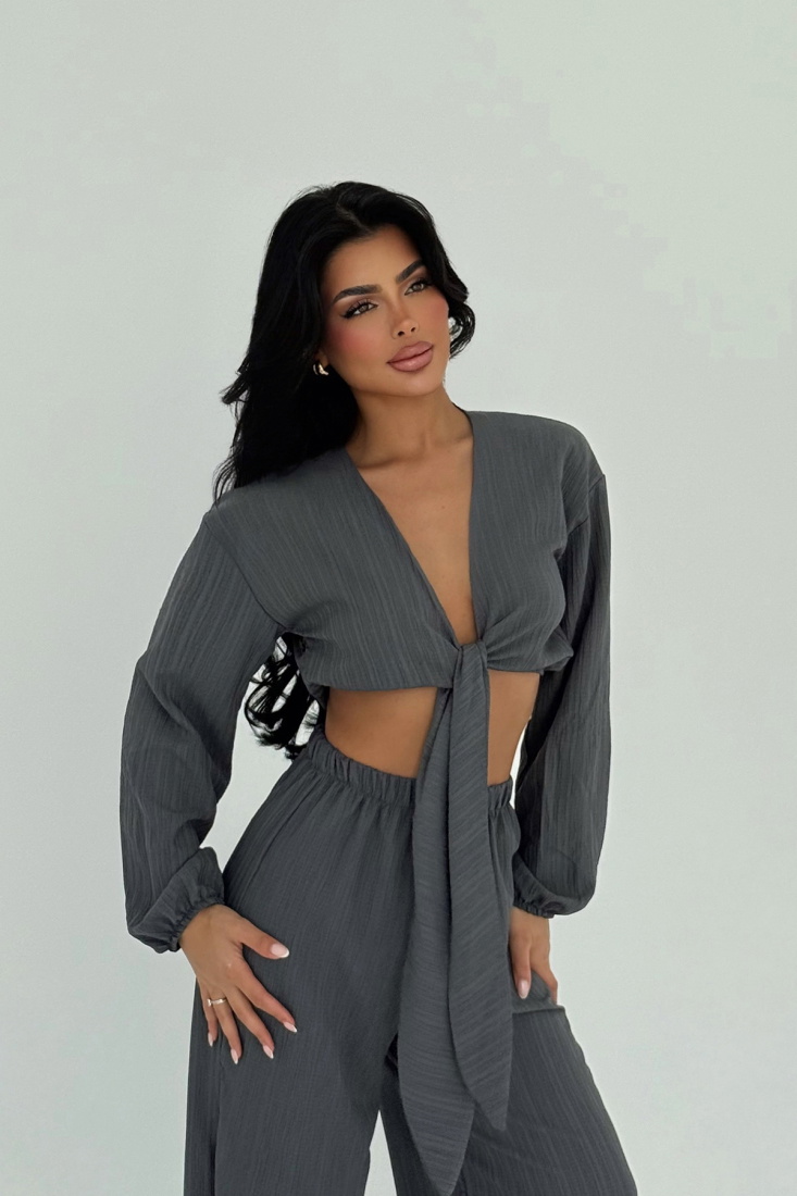 Gri Adelina Bağlamalı Takım ATE-2787 - EYYO
