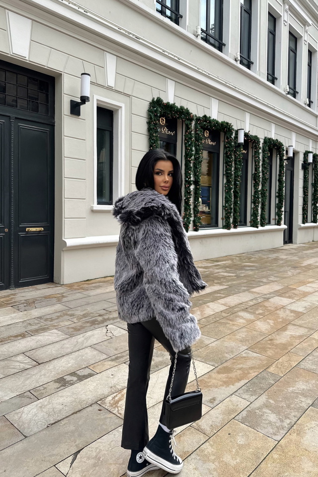 Gri Peluş Ceket ATE-0624 - 5