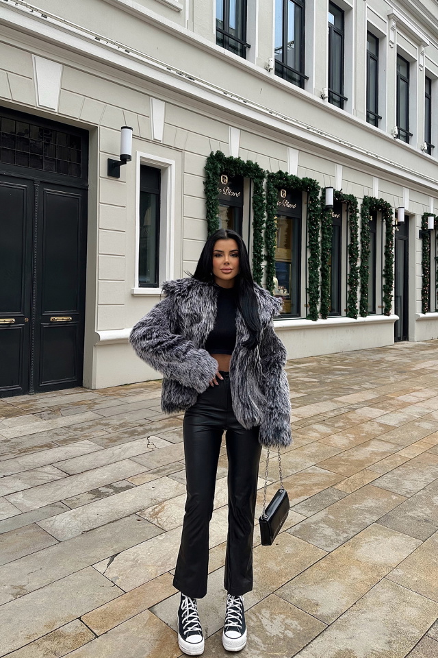 Gri Peluş Ceket ATE-0624 - 4