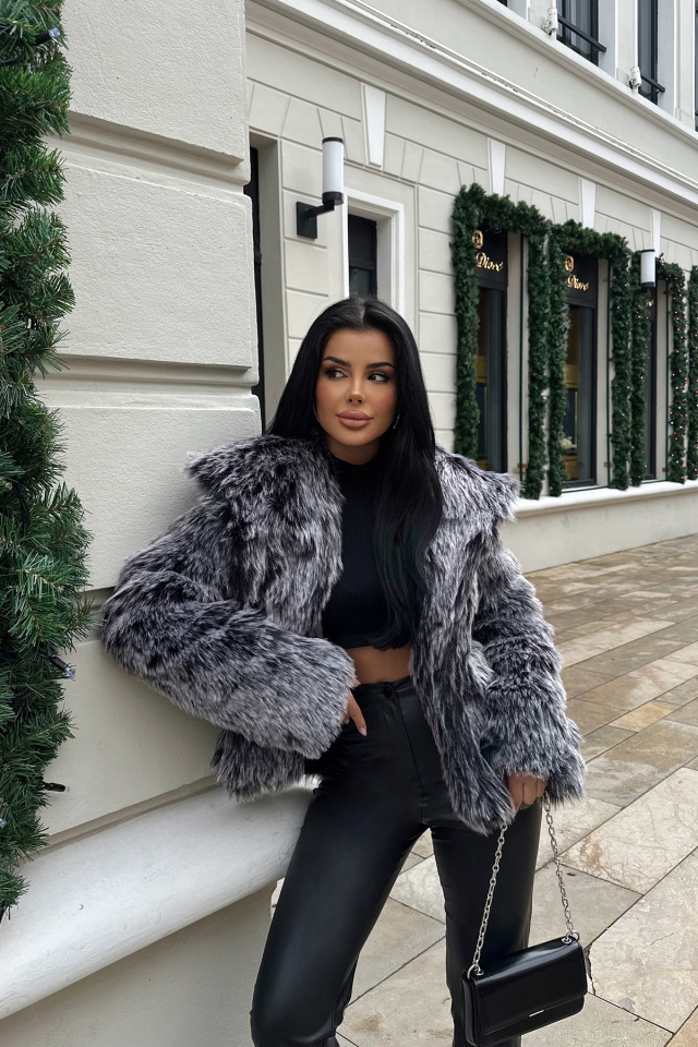 Gri Peluş Ceket ATE-0624 - 3