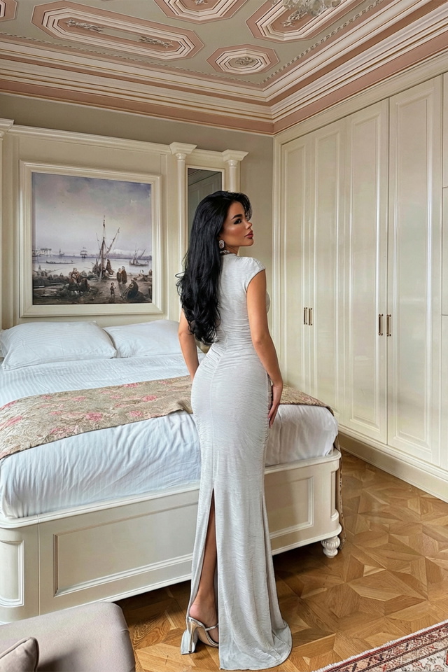 Gri Orleans Uzun Elbise ATE-3053 - 2