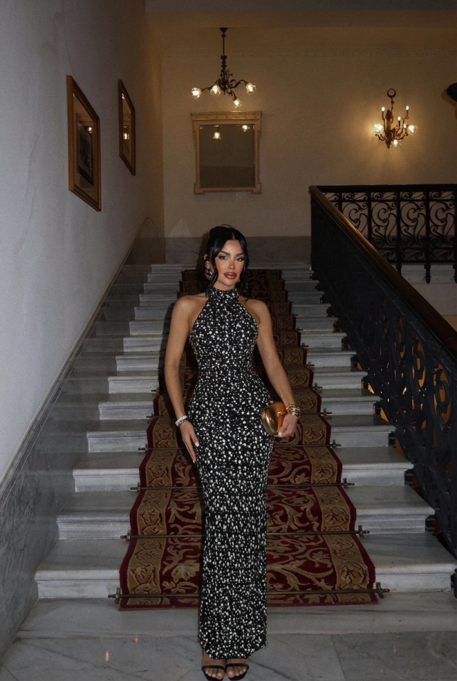 Gri Shion Payetli Elbise ATE-2528 