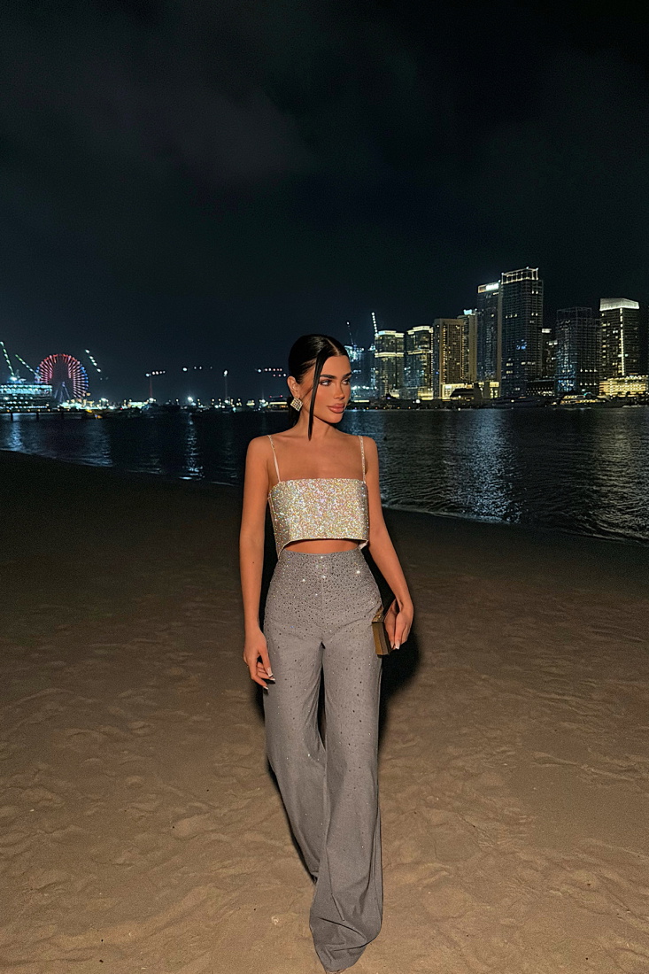 Gri Shynix Taşlı Pantolon ATE-4661 - EYYO