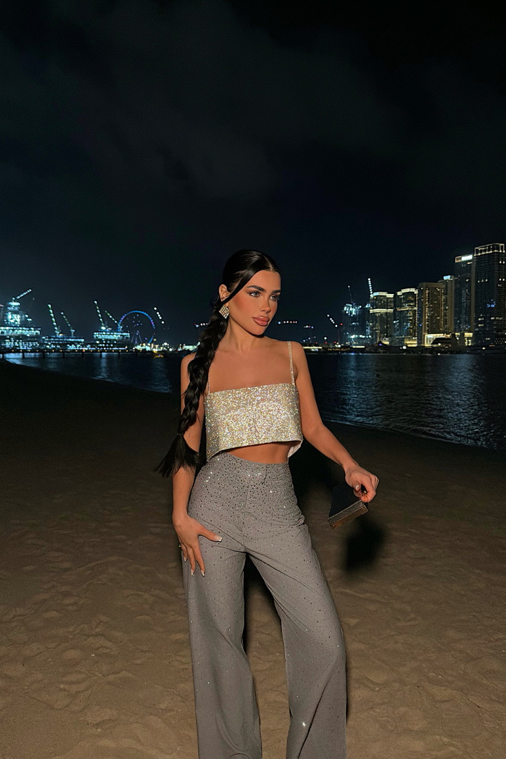 Gri Shynix Taşlı Pantolon ATE-4661 - EYYO