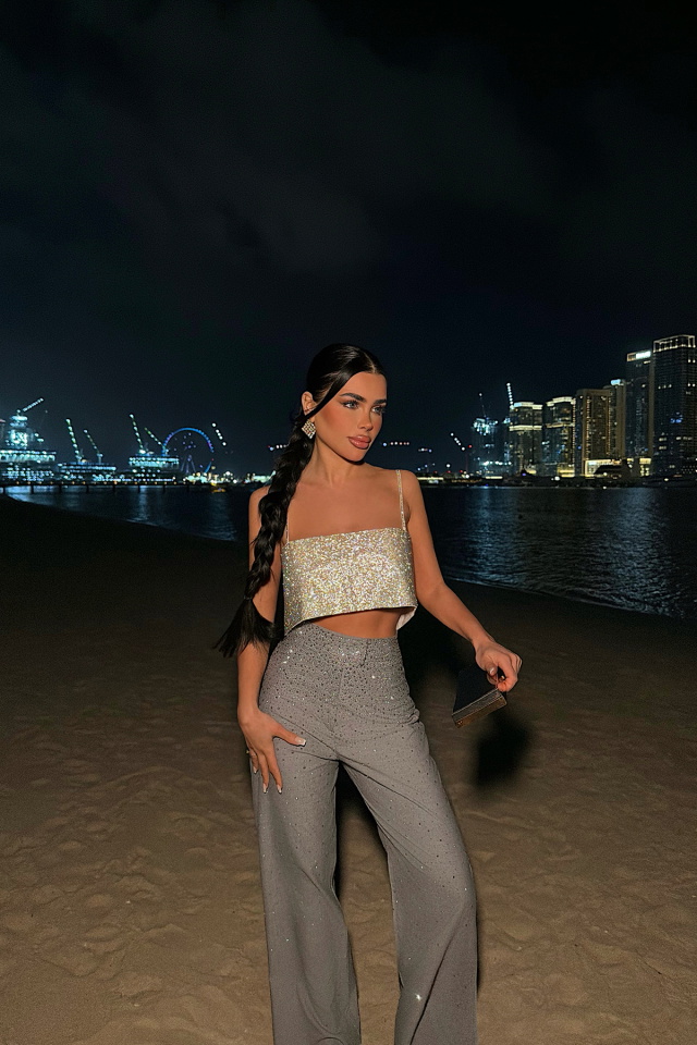 Gri Shynix Taşlı Pantolon