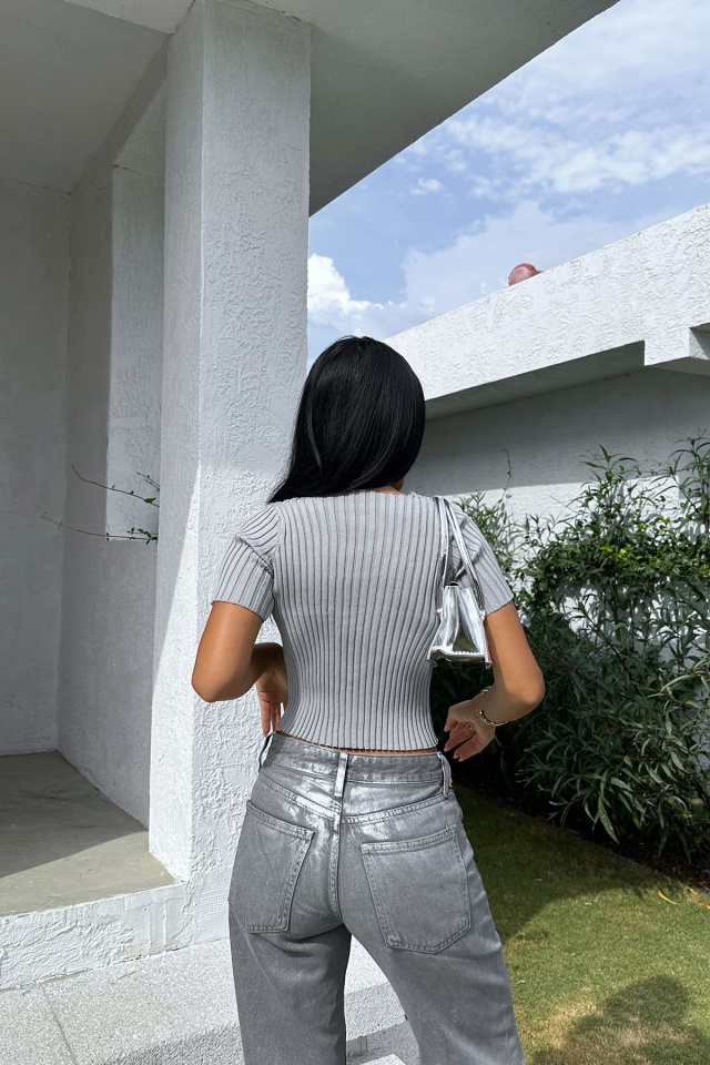 Gri Triko Crop Top