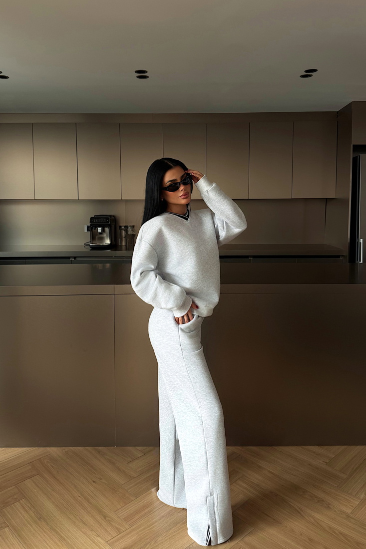 Gri Kassel eşofman takımı ATE-4282 - EYYO